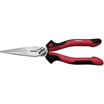 A red and black pointed pliers with an ergonomic handle, suitable for industrial applications.
