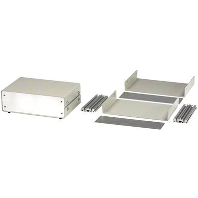 A metal enclosure, partially assembled on the left side, with removable side panels and screws on the right side.