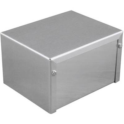 Metal enclosure with a rectangular shape and silver-coloured surface, suitable for electronic constructions or protection of components.