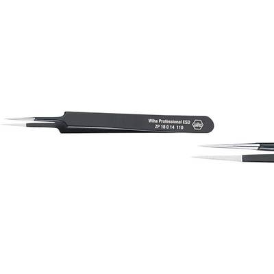 ESD tweezers with fine tip, black handle, brand 'Wiha Professional'. Ideal for precise work in electronics.