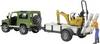 bruder Brother Land Rover Defender Station Wagon with single-axle trailer, JCB micro excavators and construction workers
