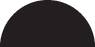 A black semicircle on a white background.