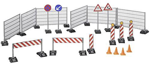 'Barriers and Road Signs: No Parking, Pass on the Right, Construction Site. Traffic Guidance Cones and Warning Markers for Road Closure.'