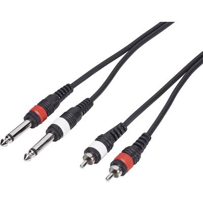 Paccs  Audio/phono Adapter cable [2x Jack plug 6.35 mm - 2x RCA plug (phono)] 5.00 m Black
