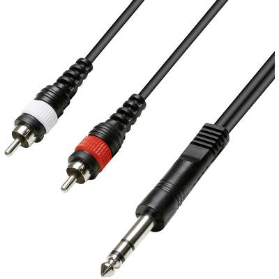 Paccs  Audio/phono Adapter cable [2x RCA plug (phono) - 1x Jack plug 6.35 mm] 5.00 m Black