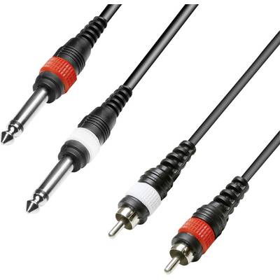 Paccs  Audio/phono Adapter cable [2x RCA plug (phono) - 2x Jack plug 6.35 mm] 3.00 m Black