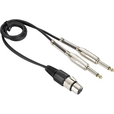 Paccs  Audio/phono Adapter cable [2x Jack plug 6.35 mm - 1x XLR socket] 0.60 m Black