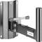 Metal wall-mounting bracket for speakers, black, with adjustable arm and mounting options.