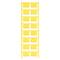 A stack of yellow cable markers, rectangular in shape, arranged in a vertical sequence.