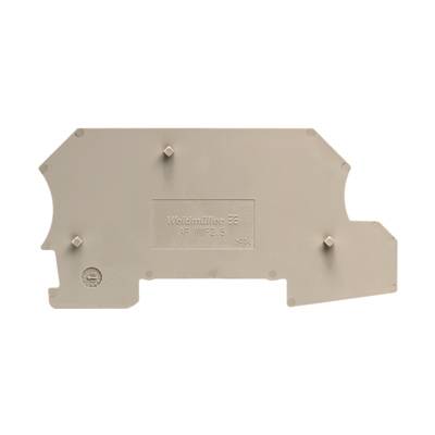 Grey, rectangular plastic component with multiple mounting points and raised lettering 'Weidmüller'.
