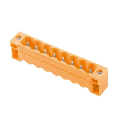 A yellow electrical multi-pin connector with several cable connection options.