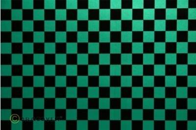 A uniform chessboard pattern with alternating black and green squares.