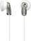 Two white in-ear headphones with grey details. On the left, it says 'Sony'.