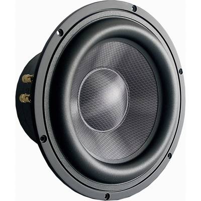 Round black speaker with visible screws and connection terminals on the side.