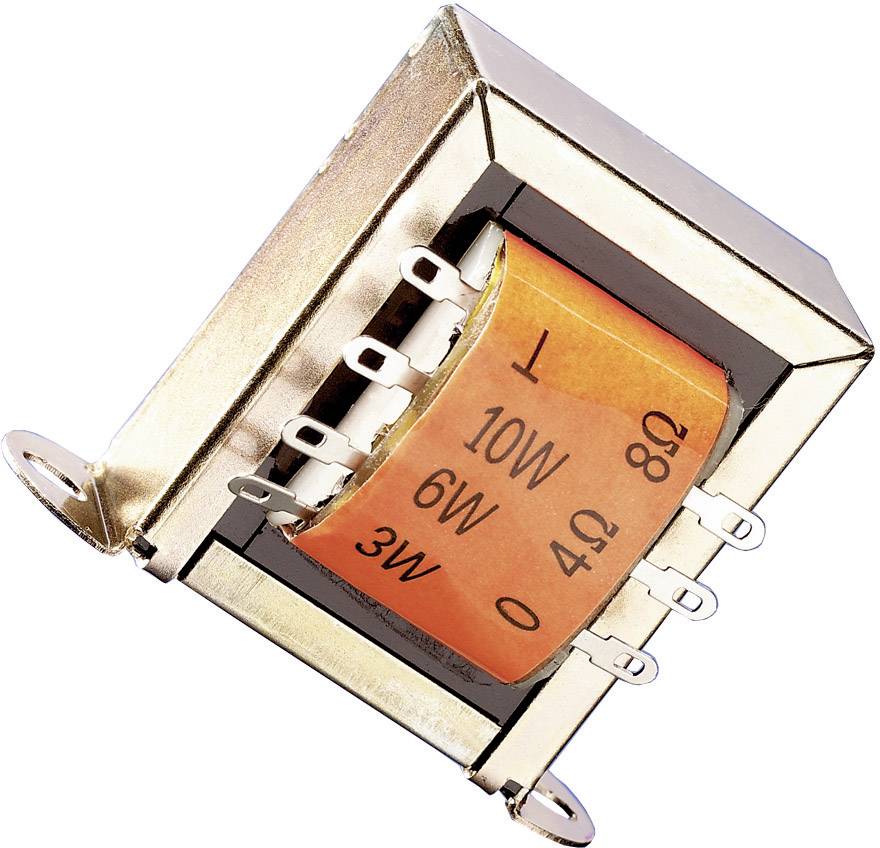 An electrical transformer with an orange label shows power ratings of 3W, 6W, 10W and voltage 0–220V.