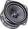 Loudspeaker in a square metal casing with side mounting tabs. Suitable for audio output in electronic devices.