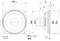 Technical drawing of a speaker with dimensional measurements in millimetres; front and side view.