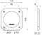 Technical drawing of a square component with a circular recess, dimensions 114x114mm, with marked diameter and holes.
