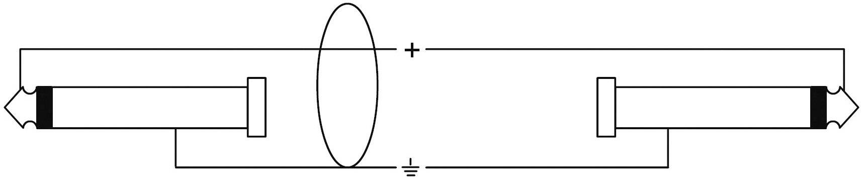 Electrical diagram showing two parallel tubes connected by a power supply, with a grounding symbol in the centre.