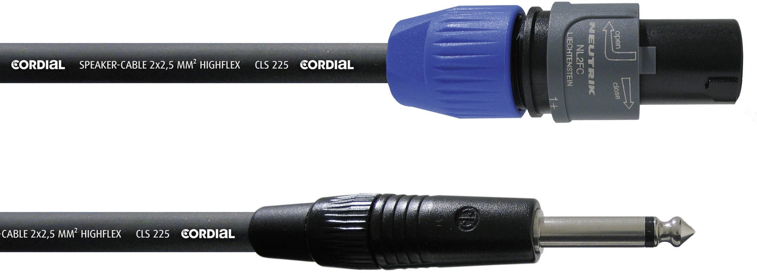 Cordial Loudspeaker Cable [1x SPK-type plug - 1x Jack plug 6.35 mm] 2 x 2.5 mm² 10.00 m Black