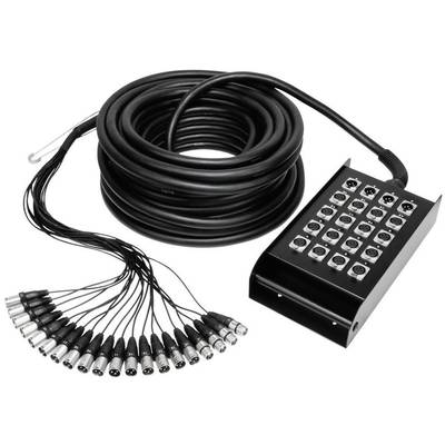 A long audio cable with a black casing for 16 XLR connections, suitable for complex stage and studio cable connections.