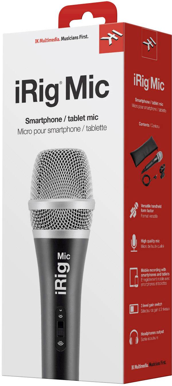 iRig Mic Handheld Mobile phone microphone Transfer type (details):Corded incl. clip Headphone/mic combo jack (3.5 mm) Co-1