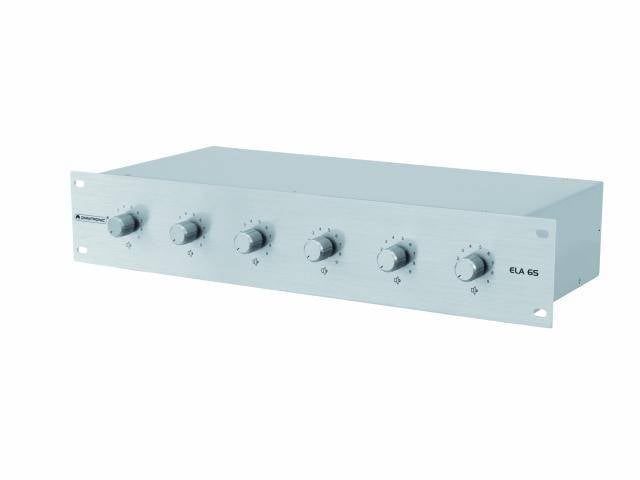 Metallic audio device with five rotary knobs on the front. Model 'ELA 65', suitable for adjusting audio levels.