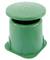 Green round plastic container with lid, likely for garden or outdoor use.