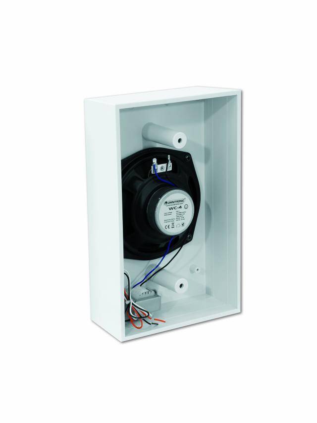 Ventilator in a white housing, electrical connections visible, suitable for ventilation systems.