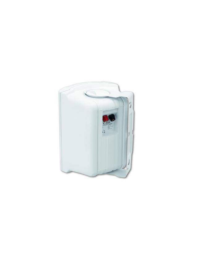 A white, rectangular water tank with visible controls and mounting bracket. Ideal for wall mounting.