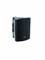 Black, rectangular speaker with rounded edges, mounted on a wall bracket, suitable for audio output.