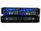 A dual DJ CD player and mixing desk deck with blue illumination, multiple control elements, and digital displays.