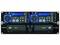 Double DJ CD player console with blue displays and numerous control elements. Displays show time information.