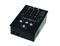 A black audio mixer with multiple rotary knobs, faders, and a headphone input, suitable for music mixing applications.