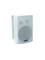 White wall-mounted speaker box with bracket, simple stylish design, suitable for audible audio distribution in rooms.