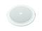 A white round ceiling speaker with many small holes in the cover.
