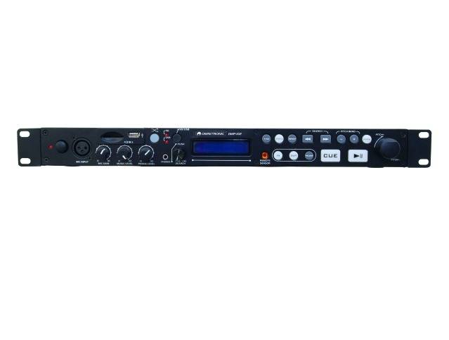 A rack-mount media player with control buttons, display and connections, suitable for audio playback in studio or stage environments.