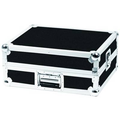 Black, rectangular transport case with metal corners and a handle on the front.