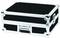 Black, rectangular transport case with metal corners and a handle on the front.