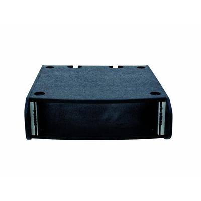 A rectangular, black audio module enclosure with a smooth surface and side metal cladding, suitable for rack mounting.