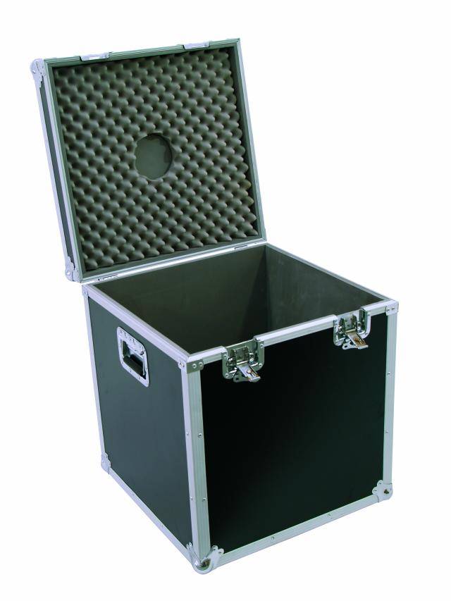 Open transport case with foam padding inside, suitable for safe transportation of delicate items.