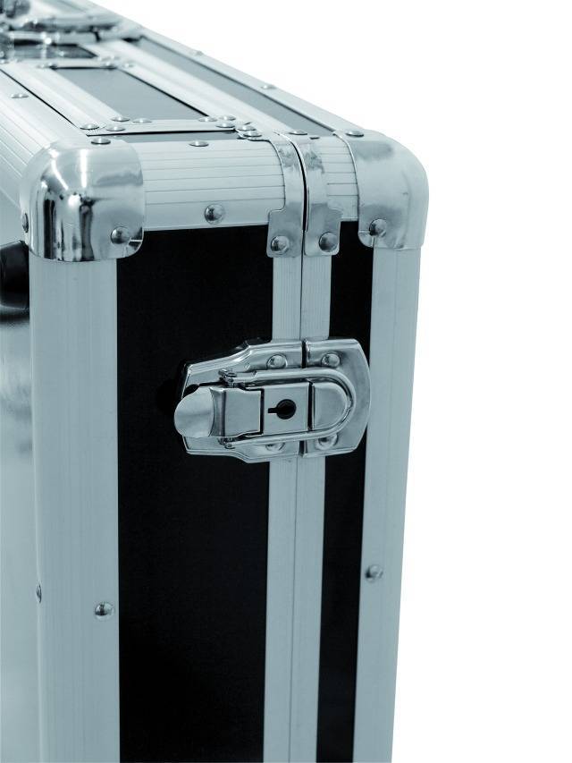 A silver metal case with robust corners and fastenings. The construction suggests durability and protection of its contents.