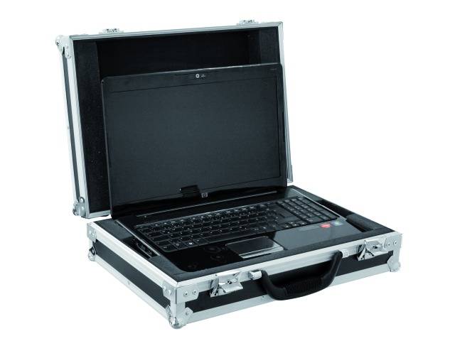 Portable computer in a robust briefcase with a handle. Case opened, screen visible. Ideal for mobile work assignments.