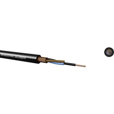 A black coaxial cable labelled 'Sensoric-UNO 3x0.09mm²', consisting of three wires: blue, brown, and copper-coloured.