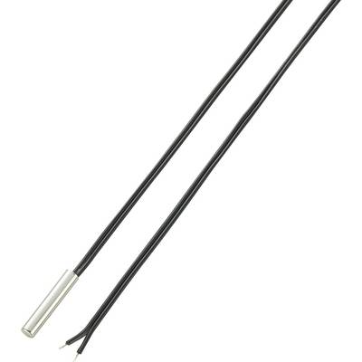 A black cable with two cores and a metallic cylindrical sensor at one end, suitable for temperature measurement.