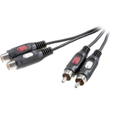 SpeaKa Professional SP-7870208 RCA Audio/phono Cable extension [2x RCA plug (phono) - 2x RCA socket (phono)] 10.00 m Bla