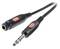 'Audio adapter cable with 6.35 mm plug and socket, black with red details.'