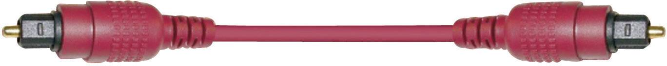 Red audio cable with plugs at both ends, suitable for connecting audio devices.