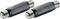 Two coaxial connector adapters in black plastic, suitable for connecting audio devices.