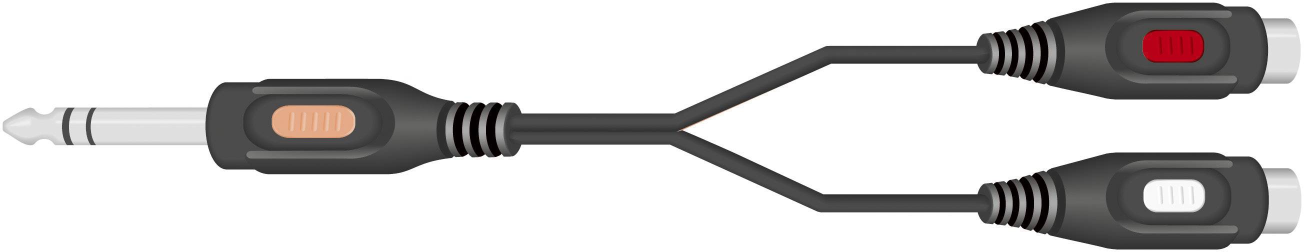 SpeaKa Professional SP-7870268 Jack / RCA Audio/phono Y adapter [1x Jack plug 6.35 mm - 2x RCA socket (phono)] Black-1